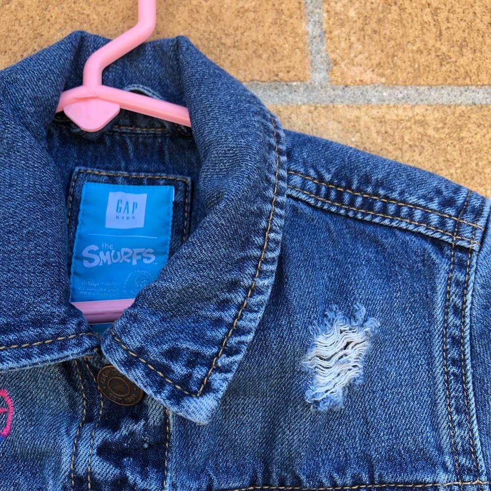 the Smurfs/GAP Kids Rainbow jean jacket sz 6-7 years Small S unique girls coat 🌈 - Picture 5 of 11